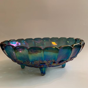 Vintage Indiana Carnival glass Blue Harvest