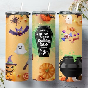 Move Over Hot Summer Girl, It&#39;s Spooky Bitch Season, Halloween, 3d 20oz Sublimation Tumbler Designs, Straight Skinny Tumbler Wrap PNG