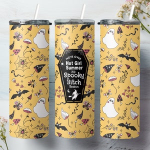 Move Over Hot Summer Girl, It&#39;s Spooky Bitch Season, Halloween, 3d 20oz Sublimation Tumbler Designs, Straight Skinny Tumbler Wrap PNG