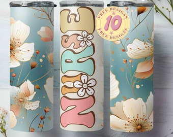 Nurse Floral Tumbler PNG Sublimation Designs, Nurse Appreciation 20oz Skinny Tumbler Wrap Template - PNG Digital Download