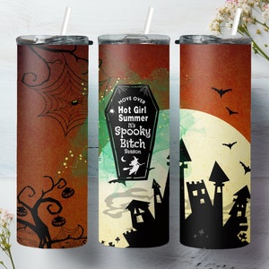 Move Over Hot Summer Girl, It&#39;s Spooky Bitch Season, Halloween, 3d 20oz Sublimation Tumbler Designs, Straight Skinny Tumbler Wrap PNG