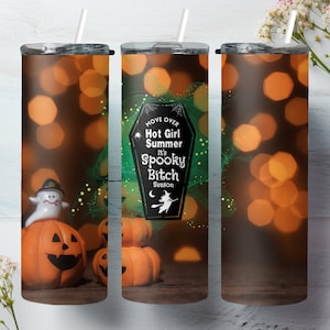 Move Over Hot Summer Girl, It&#39;s Spooky Bitch Season, Halloween, 3d 20oz Sublimation Tumbler Designs, Straight Skinny Tumbler Wrap PNG