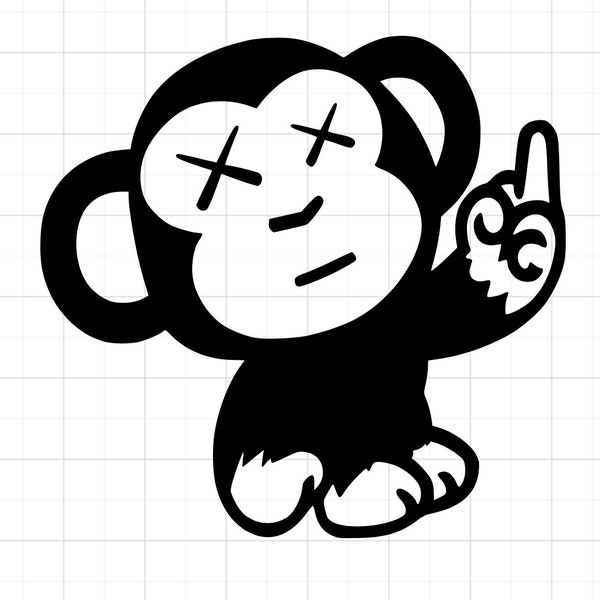Monkey, Monkey giving middle finger funny permanent vinyl decal sticker for cars, walls, windows, laptops, cups, and more!