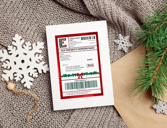 Elf Arrival Shipping Label 2023 Christmas Elf Mail Digital.