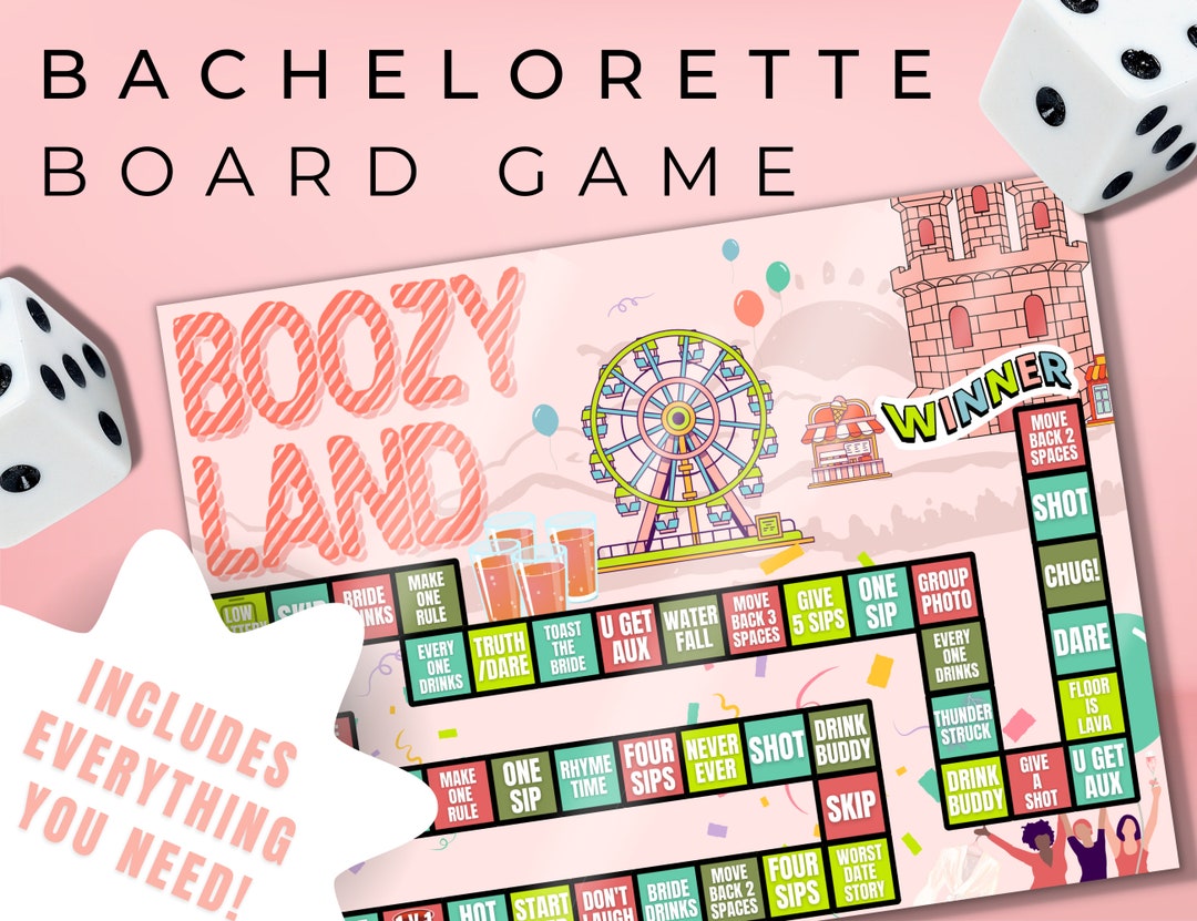 Boozy Land Bachelorette Party Board Game Bachelorette Etsy