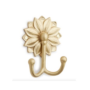 Modern Brass Flower Metal Hook, Single Organizer, Hat Rack, Towel Hook - Brass