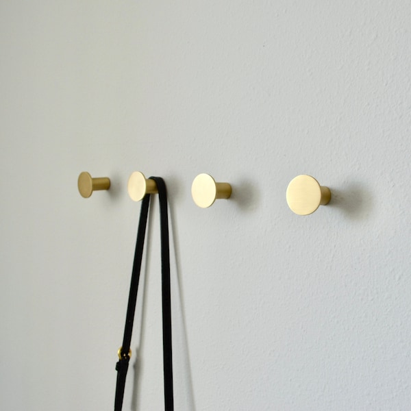 Modern Brass Round Wall Hook, Modern Brass Hooks for Bathroom Kitchen, Entryway decor hooks, Decorative Brass Wall Hanger