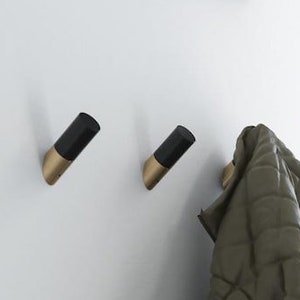 Two Tone Modern Wall Hooks, Winter Coat Hooks, Coat Hangers, Hat Rack, Towel Hook - Brass - Black - Champagne Bronze - Nickel - White