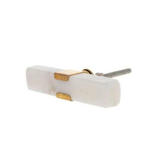 White and Brass T-Knob - Stone Knob - Kitchen Drawer T-Knob - Bathroom Vanities Knob