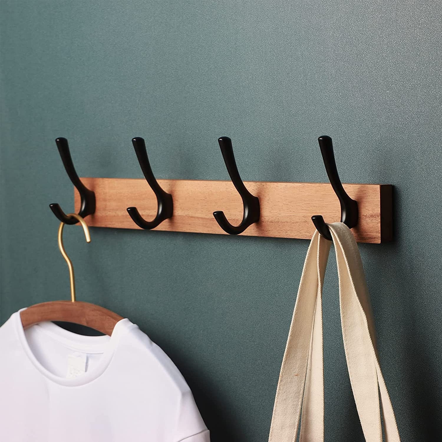 Wood/Metal Coat Rack Modern Wall Mounted Hat, Wooden Peg , Towel Hange –  Modern Home by Bellver