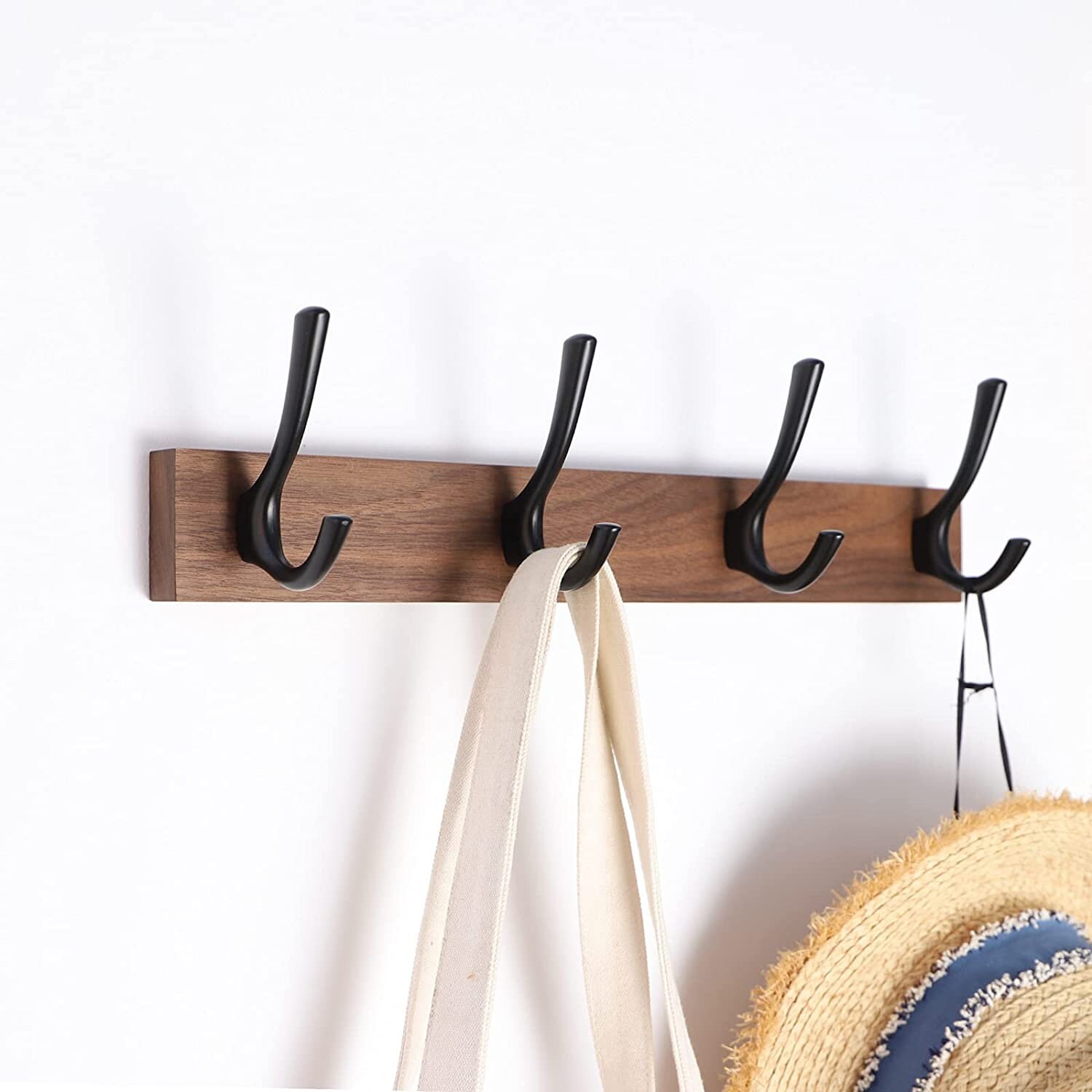 Handmade Stylish Wood Wall Hook , Wall Hanger, Wood Peg Hook, Wall Hook,  Hat Rack, Holiday Stocking Holder towel Hook Walnut Natural 