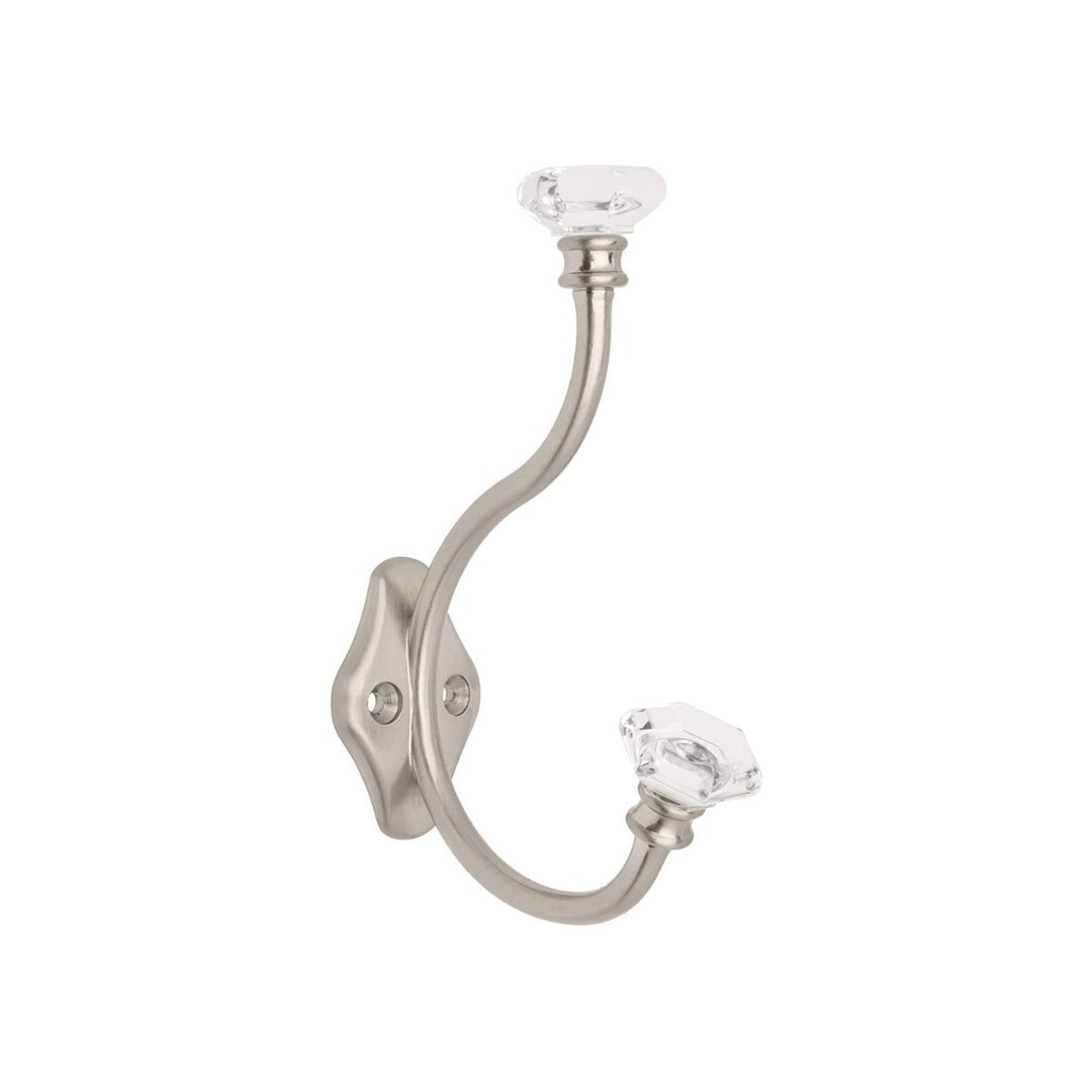 Modern Decorative Metal Hooks With Lucite , Single Organizer, Hat Rack, Towel Hook Satin Nickel