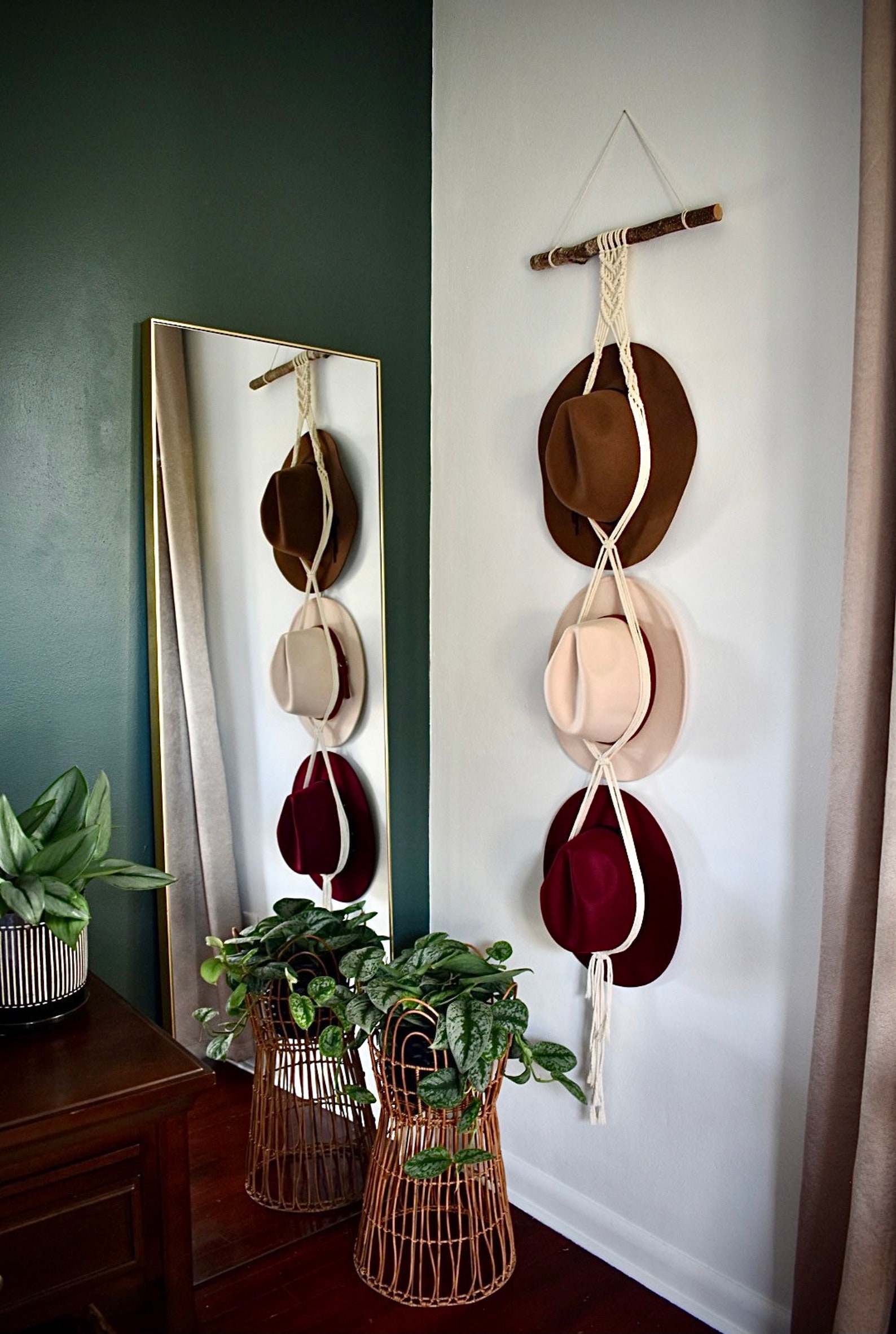 Bohemian Macrame Hat Hanger Etsy