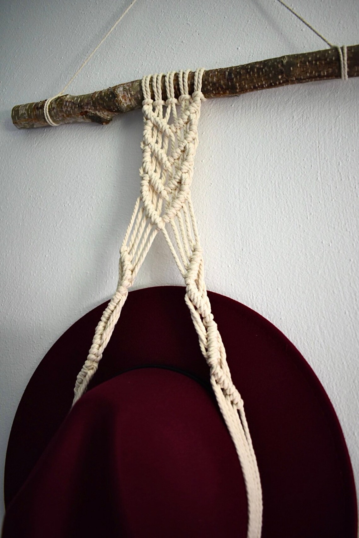 Bohemian Macrame Hat Hanger Etsy