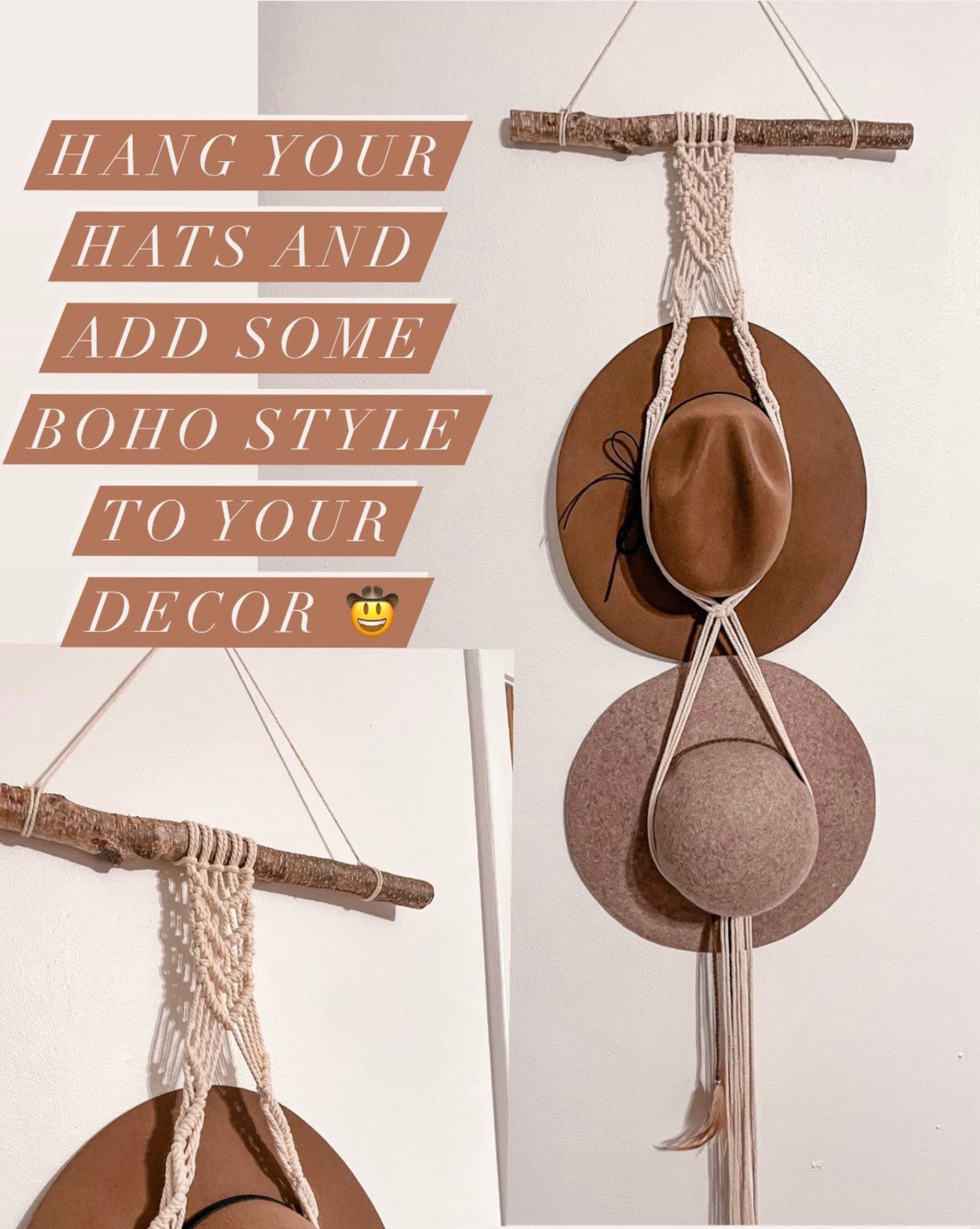 Bohemian Macrame Hat Hanger Etsy