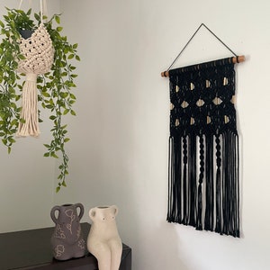 Abeni gold beaded wall tapestry, macrame wall decor