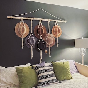 Dakota Macrame 6 Hat Hanger, Hat Display Wall Tapestry
