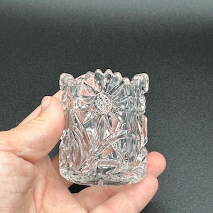 Rare Antique Sunflower EAPG Clear Glass Toothpick Holder / Matchstick Holder | Collectible Gifts