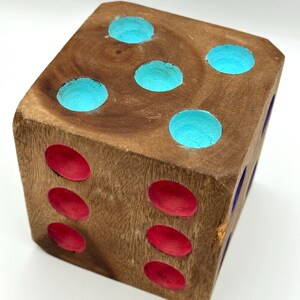5x5 Wooden Dice Die with 6-Sided Brass Inlay Dots | Antique Brown Wood main image 0