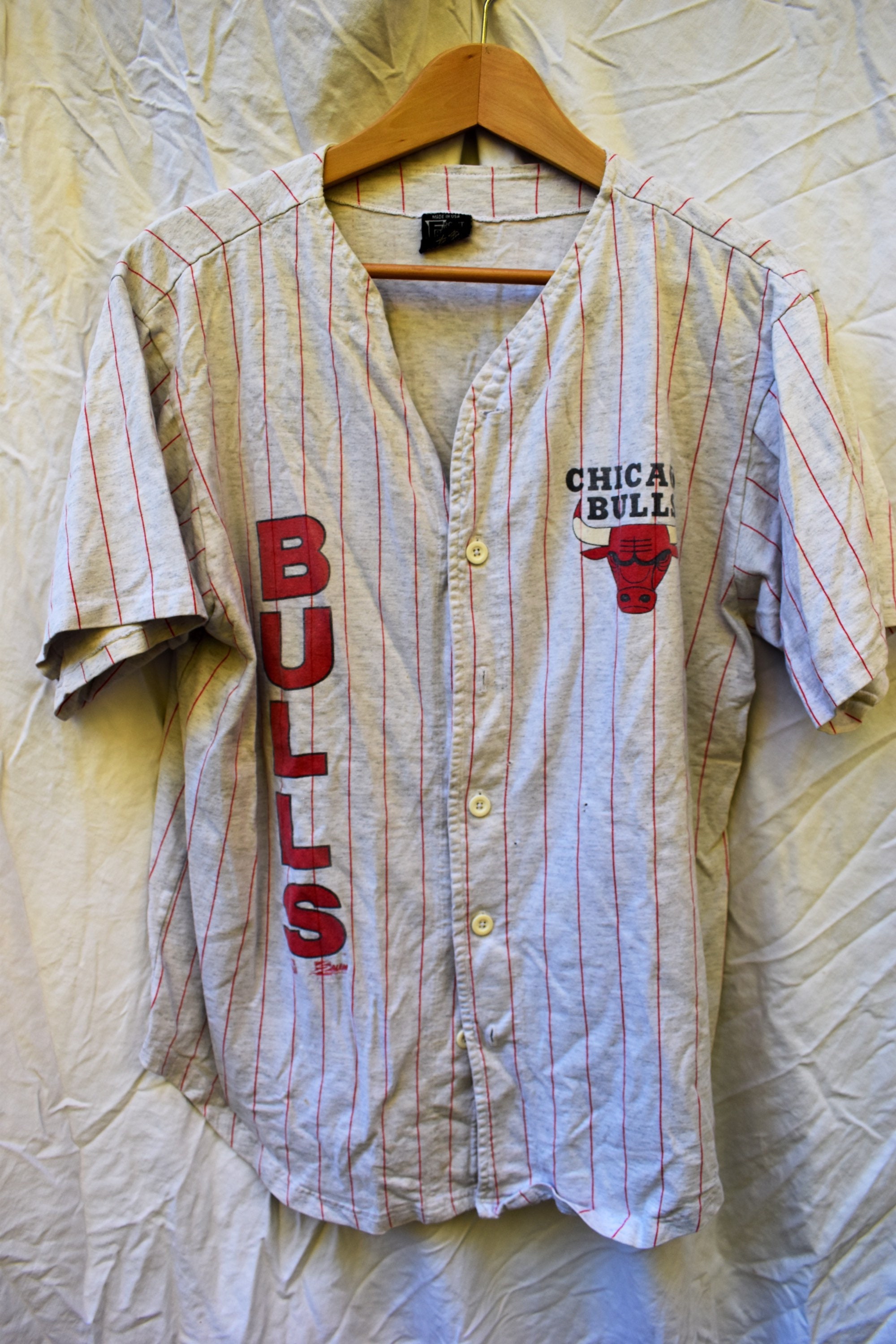 bulls button up jersey
