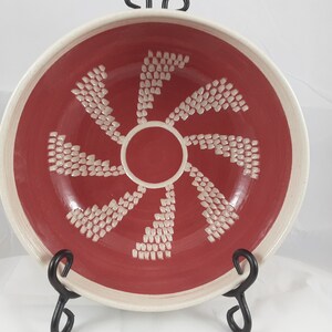 Red & White Hand Carved Bowl