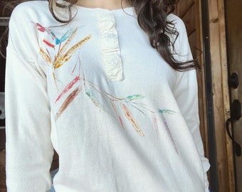 Vintage thermal w/ painted design by Healthknit