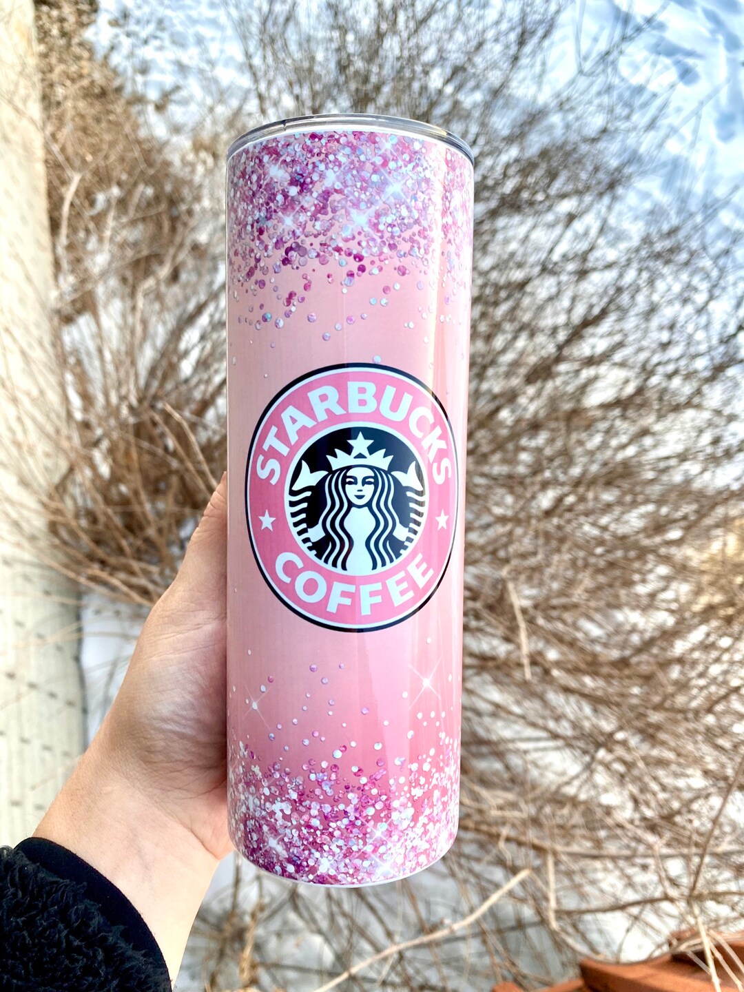 Pink Starbucks Tumbler Pink Glitter Tumbler Starbucks Etsy