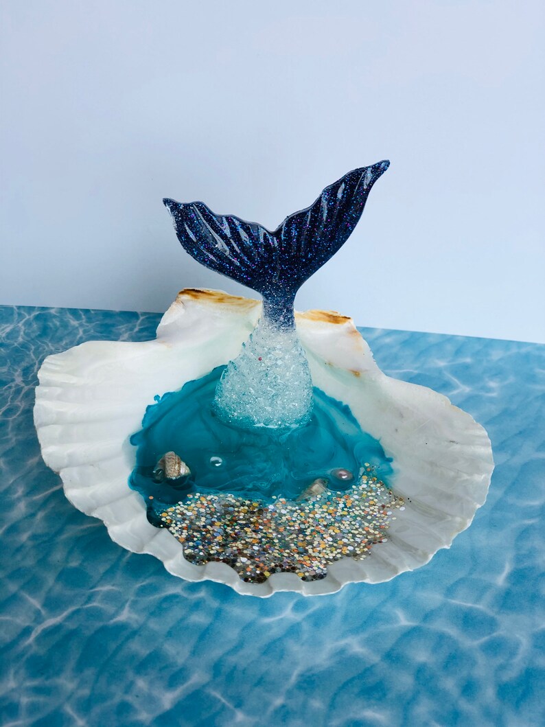 resin beach jewelry tray Mermaid tail trinket dish seashell ring tray