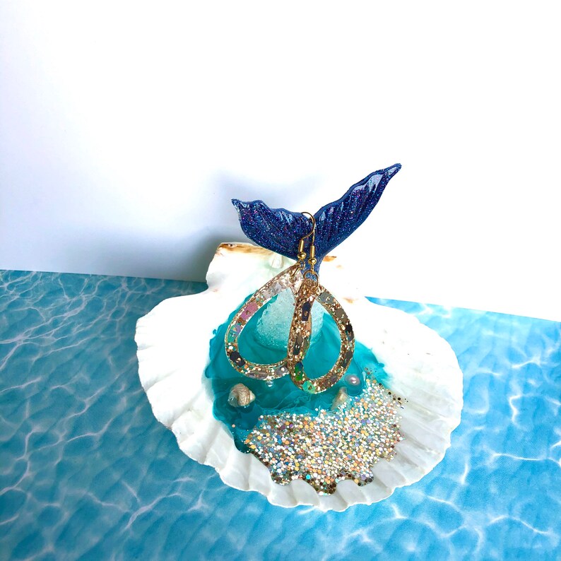 resin beach jewelry tray Mermaid tail trinket dish seashell ring tray