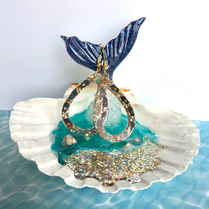 resin beach jewelry tray Mermaid tail trinket dish seashell ring tray