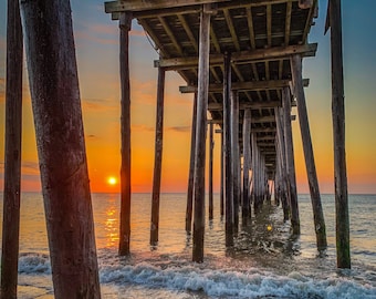 Rodanthe Pier OBX Digital Print, Beach Home Decor, Outer Banks Wall Art, North Carolina Photography, Sea Canvas, Sunrise Print