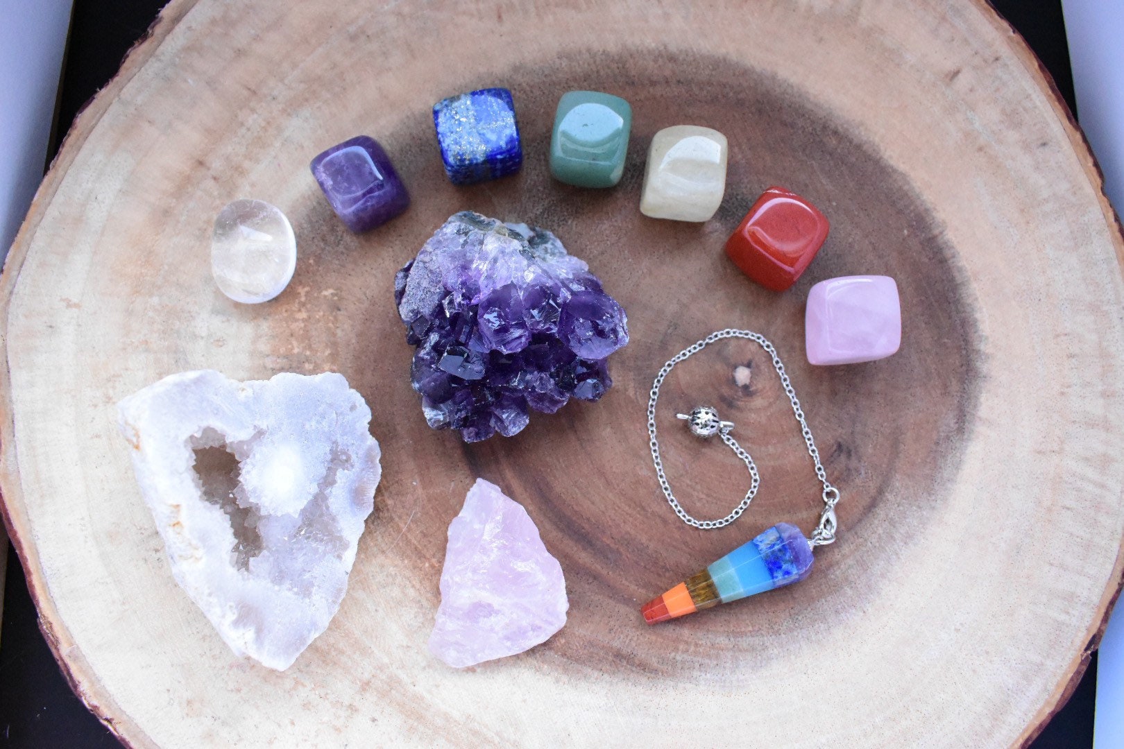 Crystal Healing Gift Box with Pendulum 7 Chakras healing Etsy