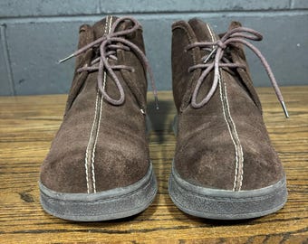 Vintage Y2K Lower East Side Brown Suede Platform Chukka Boots Womens 10