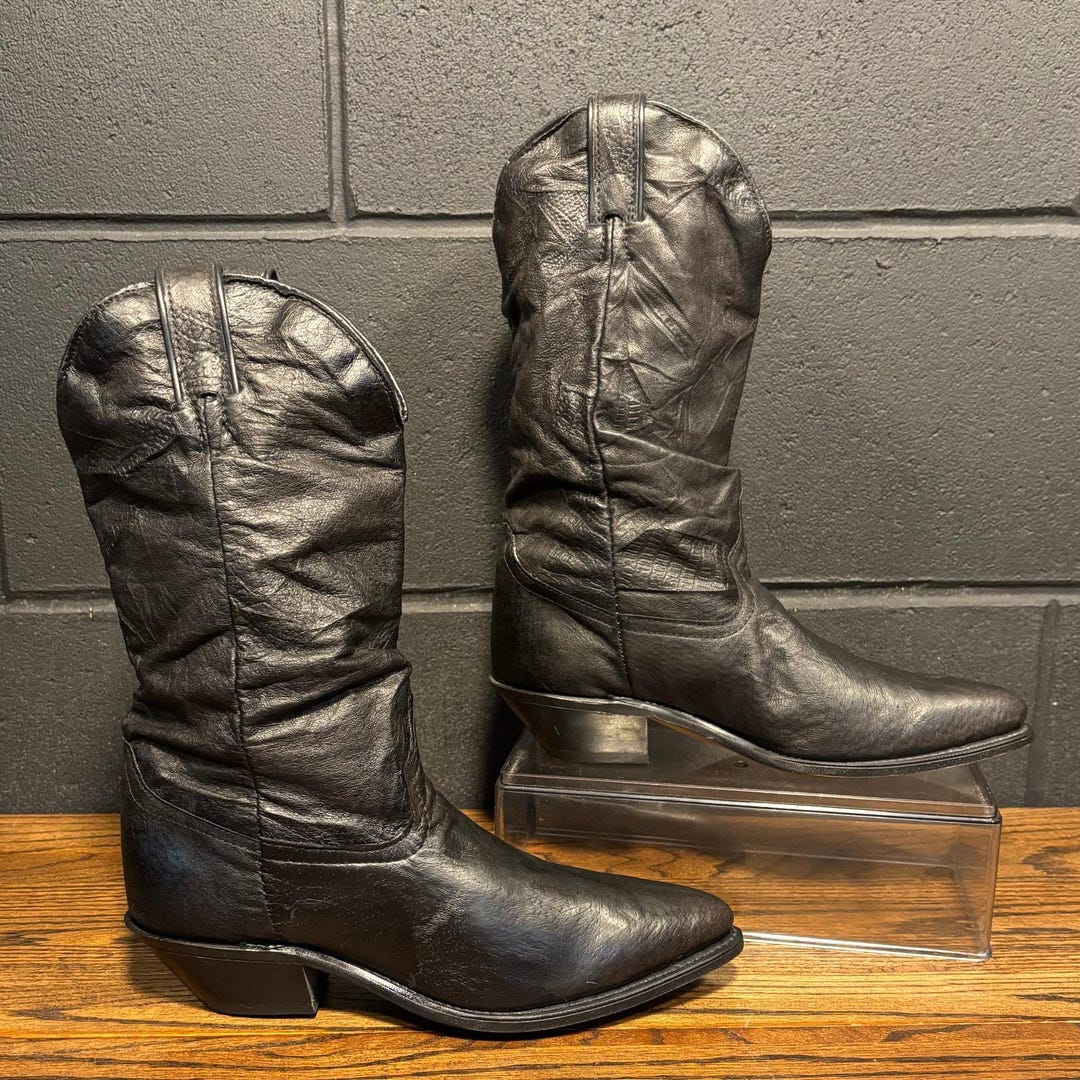 Vintage Code West Women’s Black Western Slouch Boots Size 7 Made in USA ...