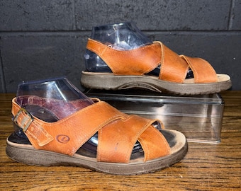 Vintage Dexter Sandals Brown Leather Strappy USA Made Women’s 9