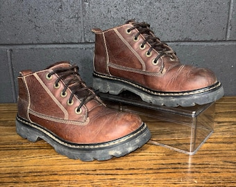 Vintage Y2K Caterpillar CAT Chunky Work Boots Brown Leather Women’s 9.5