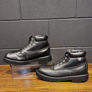 Vintage SKECHERS Chunky Black Leather Waterproof Biker Boots Men’s 10.5