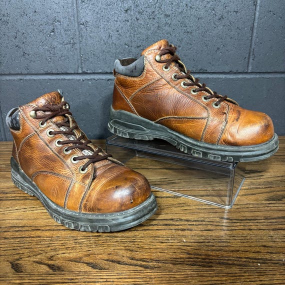 ✰*︎様 GBX ブーツ メタルトュ y2k swag archive NEW GBX Men's Brown Leather Work Boots Size 11M Lace-up Rugged Sole