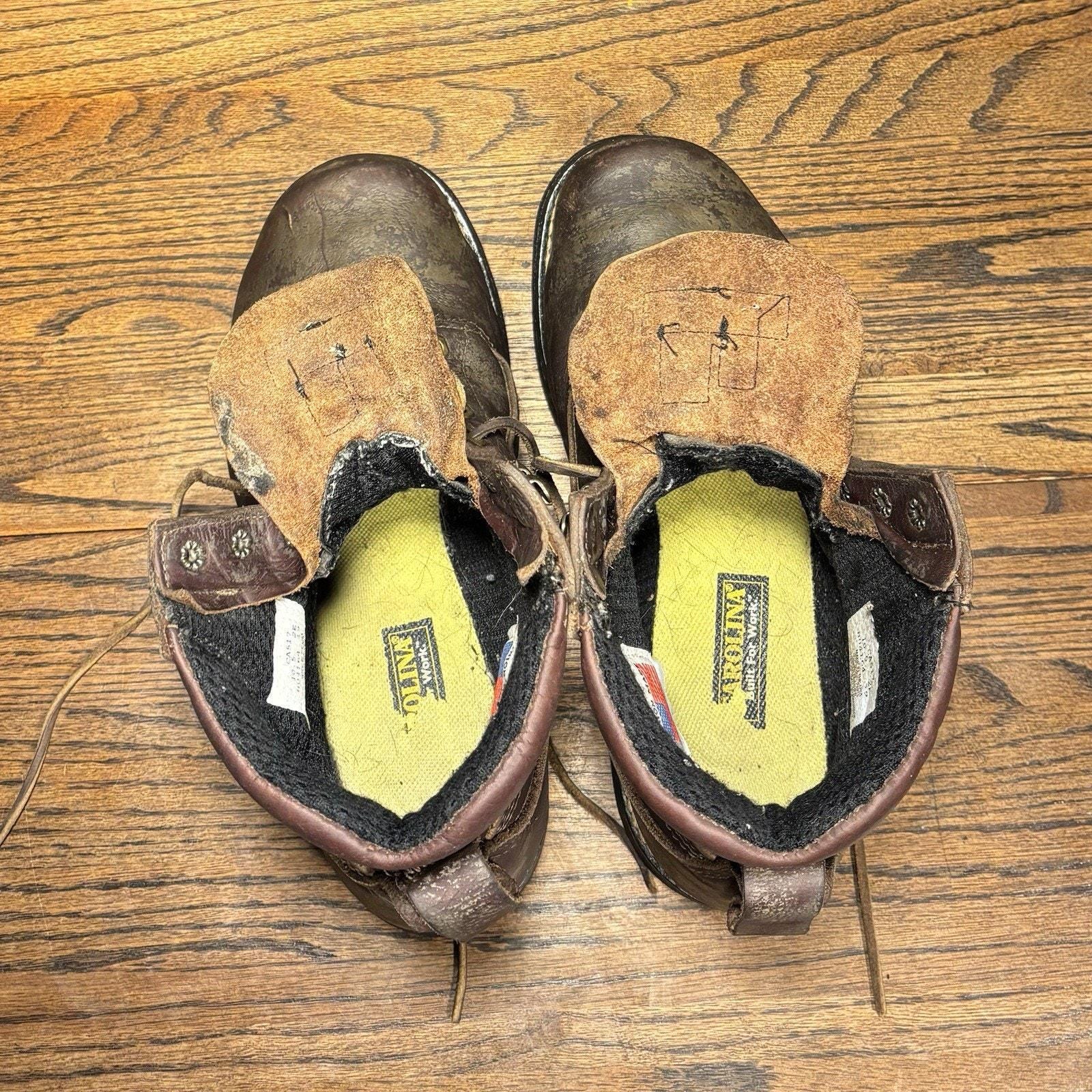 Vintage Carolina Brown Leather Steel Toe Work Boots 10.5 EE Union Made In USA Carolina Workwear Steel Toe Boots for Men for Sale | Shop  main image 4