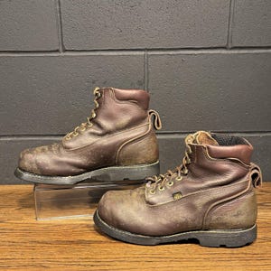 Vintage Carolina CA517 Brown Leather Steel Toe Work Boots 10.5 EE Union Made In USA