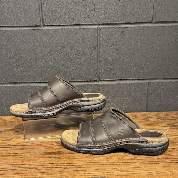 Sketchers, Y2K, vintage sandals Vintage Y2K 90s Skechers Jammers Chunky Brown Leather  main image 3