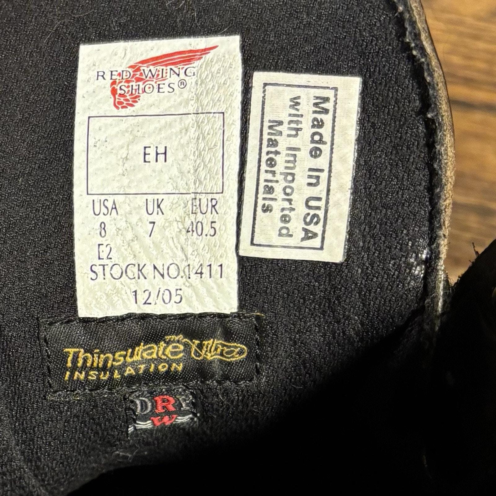 Vintage Red Wing 1411 Brown Leather 8” EH Work Boots Men’s 8 EE Made In USA Vintage Red Wing Irish Setter 877 8-inch Moc Toe Brown  main image 3