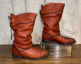 Vintage Kaufman Defrosters Women’s 7 Leather Shearling Winter Boots Canada Brown