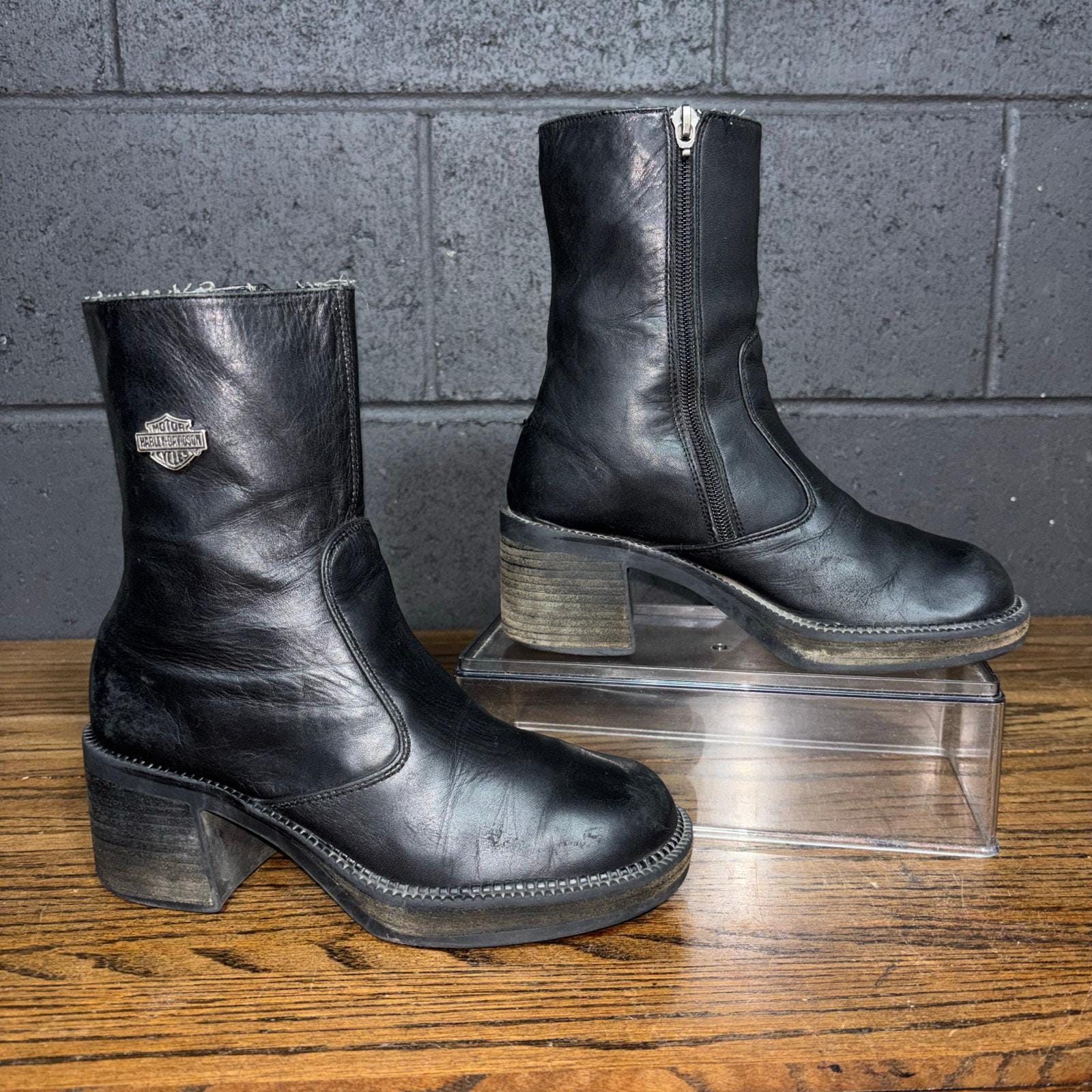Y2k Leather Boots - Etsy