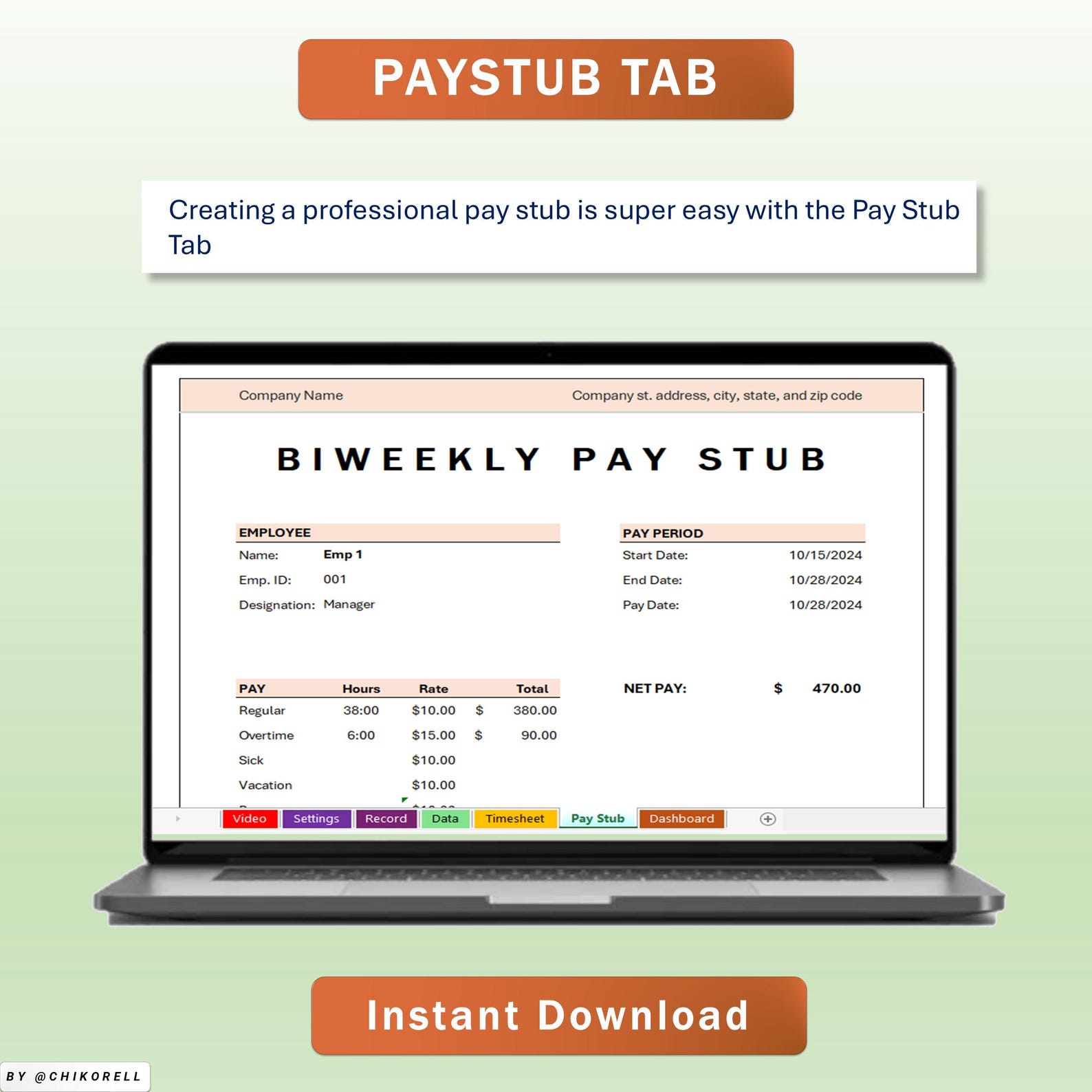 Biweekly Payroll Timesheet Tracker Excel & Google Spreadsheets Template ...