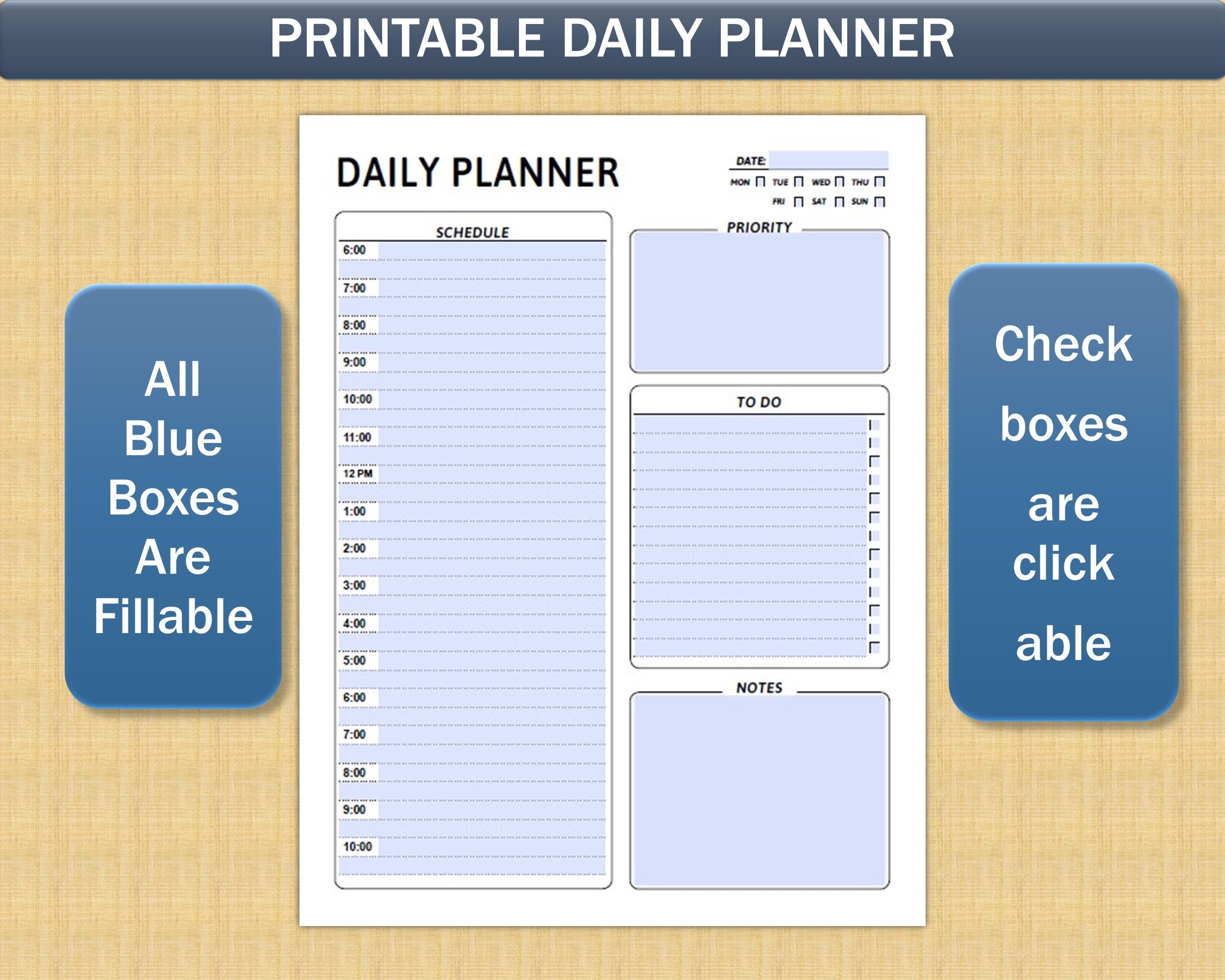 Digital Daily Planner Printable Daily Routine, Hourly Schedule, To-do ...