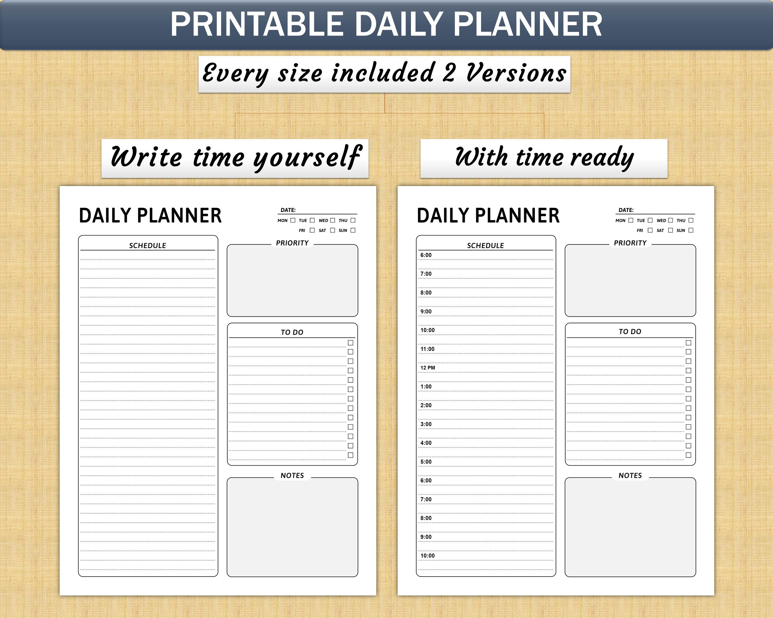Digital Daily Planner Printable Daily Routine, Hourly Schedule, To-do ...
