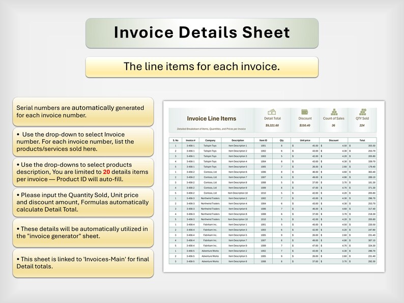 Sales Invoice Tracker Excel & Google Spreadsheet Template | Generator ...
