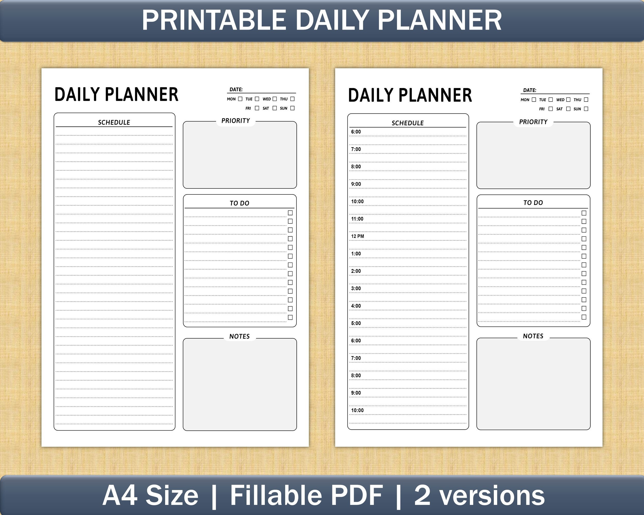 Digital Daily Planner Printable Daily Routine, Hourly Schedule, To-do ...