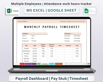 Biweekly Payroll Timesheet Tracker Excel & Google Spreadsheets Template ...